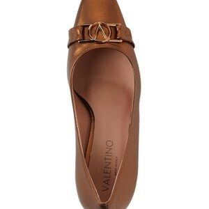 Valentino Women's Bronze Leather Shoes 3 Inch Heels